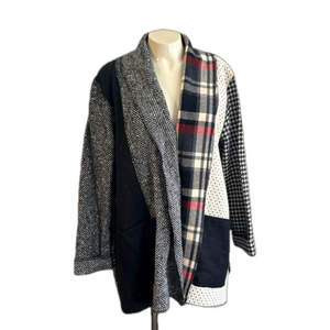 Cameleon VTG art to wear Open Blazer Wool Blend Patchwork Multicolor LARGE as is